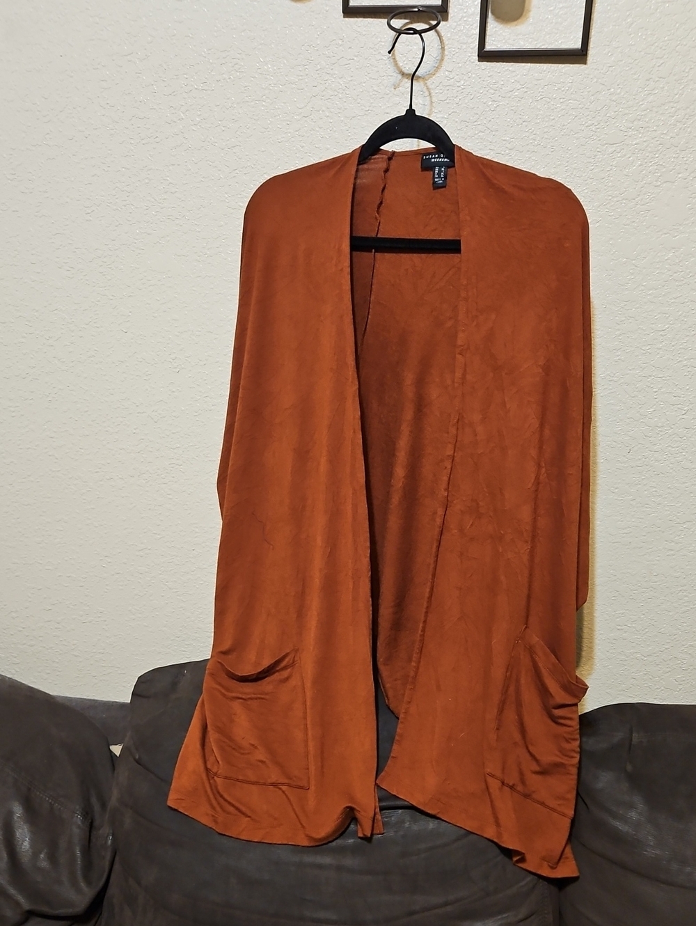 Open-Front Women's Cardigan Sweater - Rust